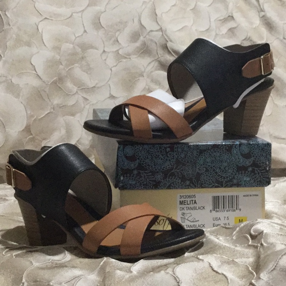 EuroSoft Melita Dark Tan Black Sandal